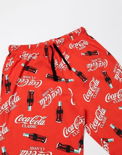 Coca-Cola Mens Red Logo Lounge Pants | Drawstring Casual Wear Bottoms for Lounging & Relaxing in Home3