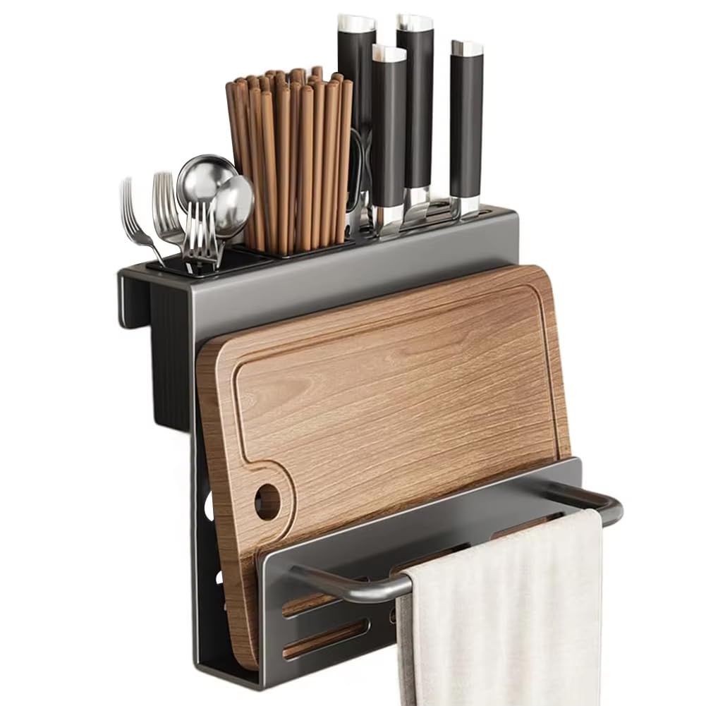 CTRLZS Multifunctional Kitchen Organizer Rack with Spice and Knife Holder, Chopstick, Essential Kitchen Accessories