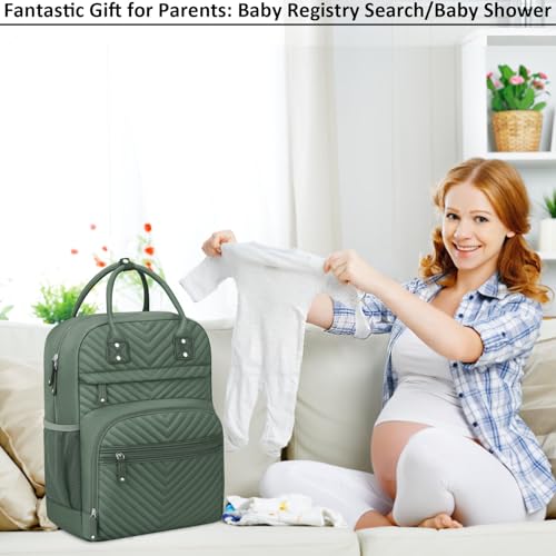 Image of Tenot Diaper Bag Backpack Tote with Insulated Pockets for Men Baby Boys Girls Newborn Unisex Tactical Large Capacity, Multifunctional Waterproof Green