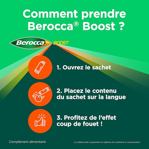 Berocca® Boost Stick - Effet coup de fouet - Aide à réduire la fatigue -Vitamine B12, Guarana, Caféine, Vitamine C et Magnésium - Complément Alimentaire - Goût Cola - 2x14 sachets – Image 4