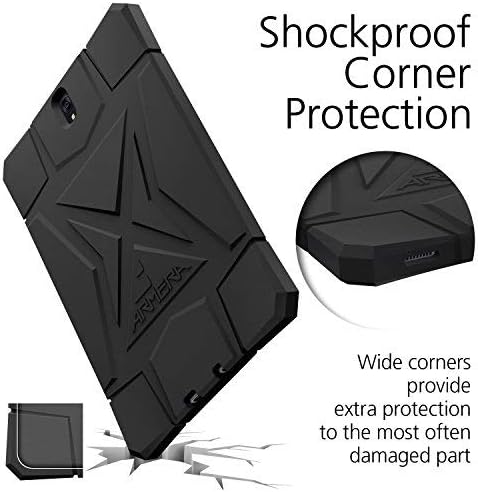 Armera Samsung Galaxy Tab S3 9.7 Case (SM-T820), High Impact Resistant Slim Heavy Duty Anti Slip Light Weight Kids Friendly Shockproof Protective Rugged Silicone Cover (Diamond - Black)