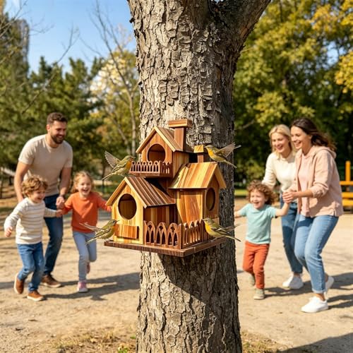 Maison d'oiseaux d'extérieur abri moineaux et mésanges en bois - 4