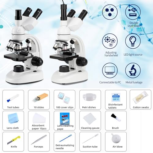 Microscópio óptico profissional 5000X, com ocular eletrônica, lente objetiva 4X, 10X, 40X, 100X, mic