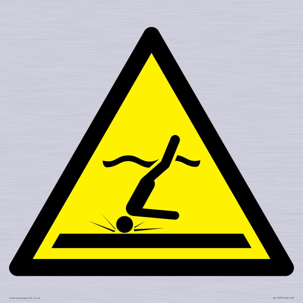 W048 Warning: Shallow water (diving) Sign - 300x300mm - S30