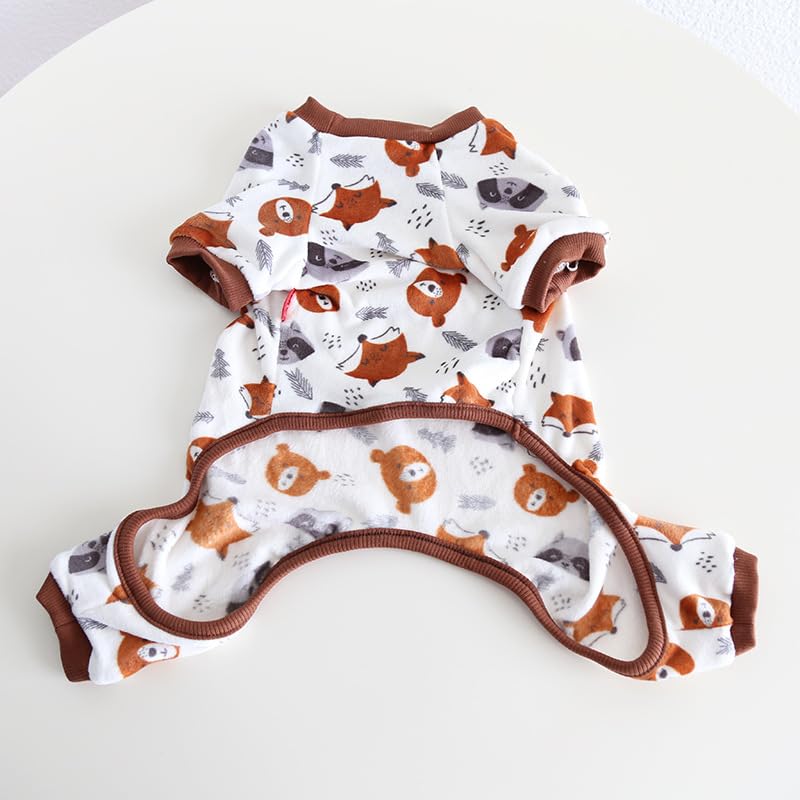 Fat Dog Pyjama, französische Bulldogge, vierbeiniger Schlafanzug, weiche Baumwolle, Mops-Overall, Einteiler, Kostüm für Katzen, Welpen, kleine und mittelgroße Hunde, Größe XL, Braun