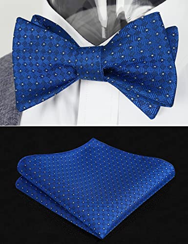 Image of Alizeal Mens 2pcs Solid Self-tied Bow Tie Set | Alizeal Mens 2pcs Self-tied Solid /Animal Bow Tie and Pocket Square Set Perfect for Wedding Business Formal Events