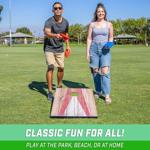 Image of GoSports 3 x 2 ft Cornhole Board Set - Portable Outdoor Toss Game for Adults & Family - Includes Set of 8 Bean Bags with Built-in Storage - Choose Your Style