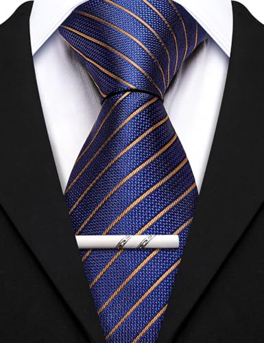 Image of Barry.Wang Mens 6 PCS Ties Silk Striped Paisley Check Floral Necktie Silky Woven Wedding Business Party Ties 3.34 inch