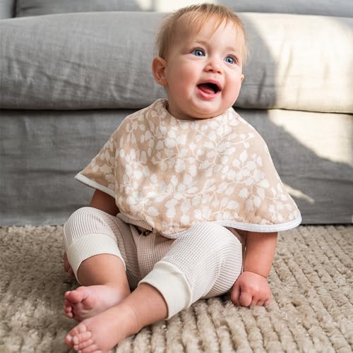 aden + anais Silky Soft Bamboo Viscose Burpy Bib – Multi-Use, Absorbent 4-Layer Burp Cloth and Full-Coverage Snap-Closure Baby Bib in One, 22.5” X 11”, 2-Pack, Natural Woodland3