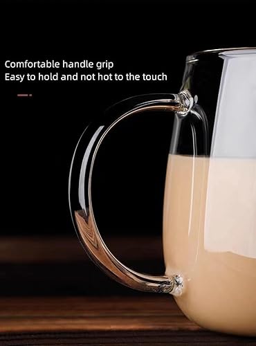 Miniatura 6 de MAQQL Juego de 4 tazas de café, tazas de vidrio de borosilicato alto, tazas de café de vidrio transparente grueso, juego de cristalería grande,