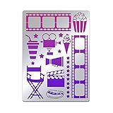 BENECREAT Movie Projector Pattern Stainless Steel Stencils, 5.5x7.5inch Movie Tape Popcorn Ice Cream Pattern Painting Template Journal Tool for Wood Burning Pyrography Engraving DIY Craft