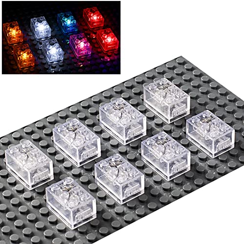 Light Up Building Bricks Multicolor LED Light Brick Sets Classic Transparent 2x2 2x3 Building Block Accessories Kit Toys Compatible with All Major Brands