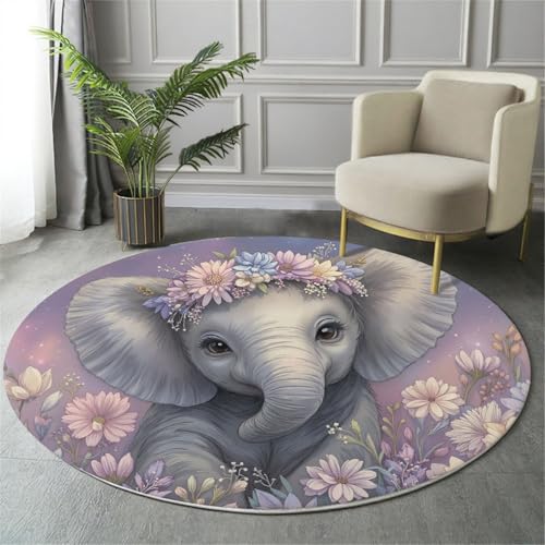 Tapis lavable confortable et antidérapant rond 120cm rose - 4
