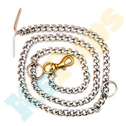 Image of Dog Diamond Cut Grind no 8 Chain | Brass Hook Heavy Duty Chain Leash | Durable Chain Leash for Dogs (Large) Silver