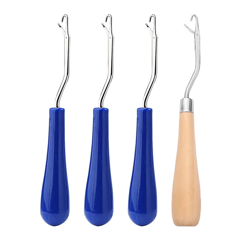HugeDE 4 Pcs Latch Hook Crochet Needles Bent Latch Hook Tool Crochet Needle Hooks for Braid Hair Scarf Carpet Hook Knitting Tool Kit for Arts Crafts