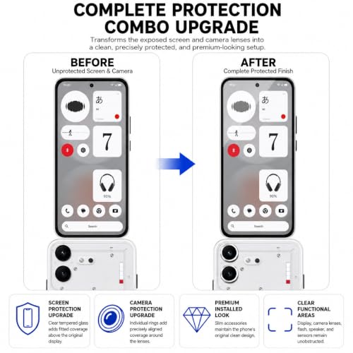 Image of ArmourPro Edge to Edge Tempered Glass for Nothing Phone (4b) with Silver Camera Ring Guard, 9H Screen Protector, Anti-Scratch, Anti-Fingerprint, Bubble-Free Installation Kit