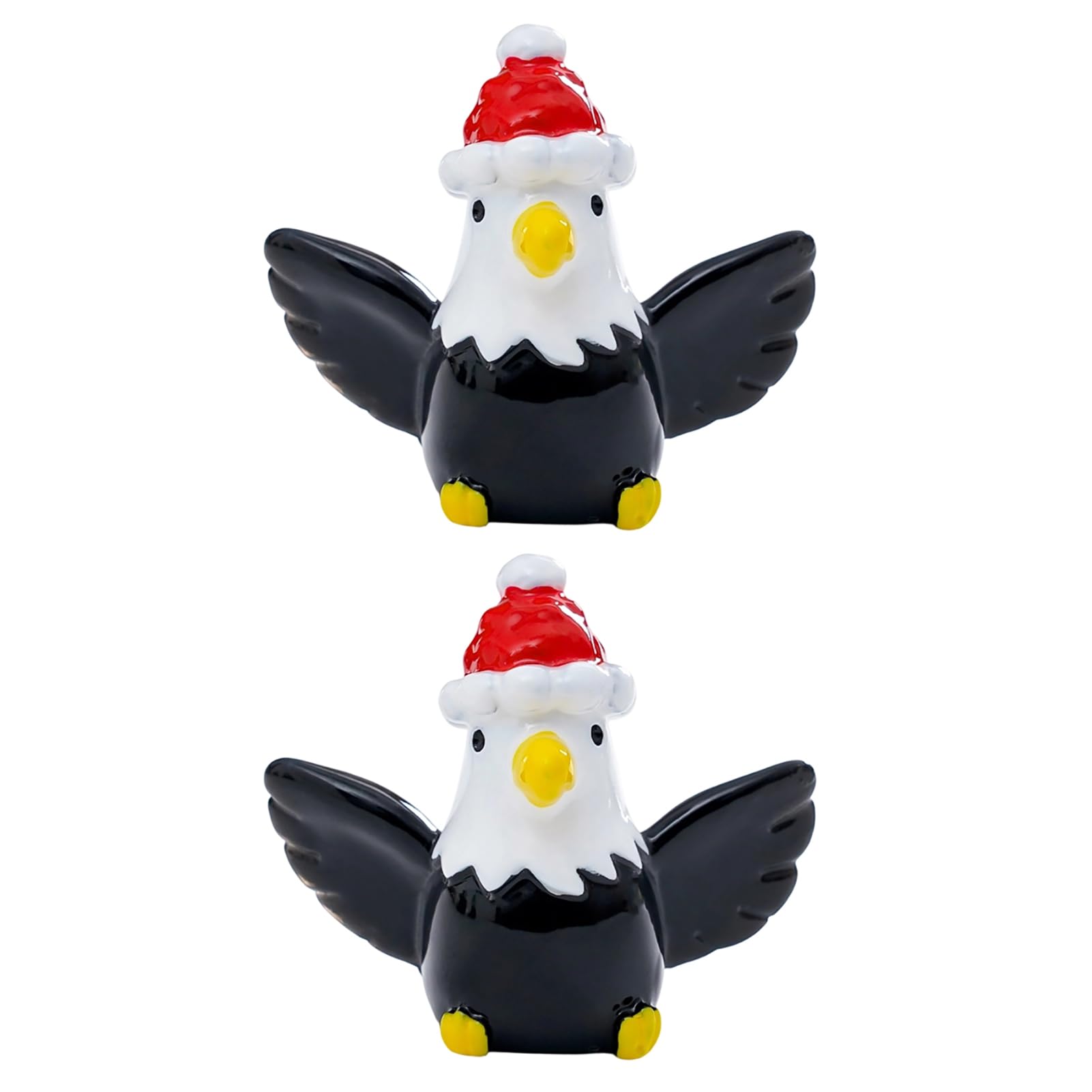 Virelynx 2 Pcs Mini Resin Eagle Figurines – Miniature Patriotic Bird Statue, Tiny American Eagle Figures for Micro Landscape Cake Topper
