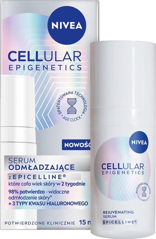 NIVEA CELLULAR Epigenetics Przeciwzmarszczkowe Serum Odmładzające do twarzy na dzień, z kwasem hialuronowym, 15 ml