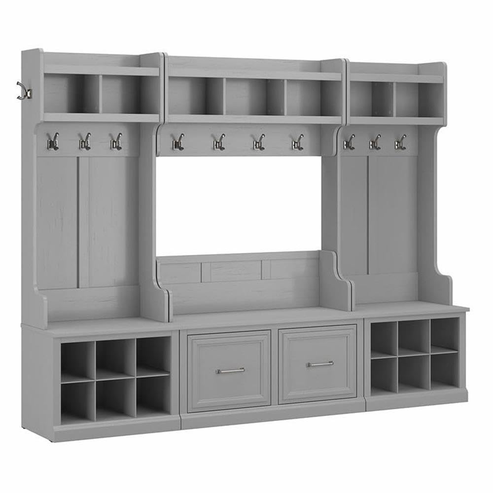 BOWERY HILL Engineered Wood Full Entryway Storage Set w/Doors in Cape Cod Gray