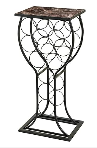 Kings Brand Furniture Metal With Marble Finish Top Wine Storage Organizer Display Rack Table, Black (Fba_Wr1350) #TOP5