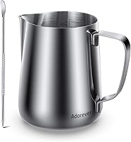 Vista 21 de Jarra espumadora de leche de 350 ml, 600 ml, 900 ml, 1500 ml y 2000 ml (12 onzas, 20 onzas, 32 onzas, 50 onzas y 66 onzas), de acero inoxidable