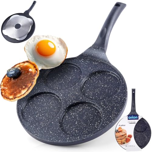 orion group Sartén para huevos fritos de 27 cm de diámetro, para 4 huevos, para gas, para inducción, con revestimiento antiadherente