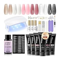 PEACECOLOR Kit Unghie Gel Completo Set Unghie Ricostruzione Set 6 Colori Nudo Rosa 16ml con Base y Top Coat per Principianti al Fai Da Te a Casa Kit Unghie Gel Nail Art