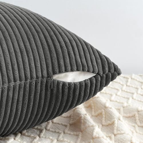 Image of Topfinel Decorative Dark Grey Throw Pillow Covers Cushion Cases, Set of 4 Soft Velvet Modern Double-Sided Designs, Mix and Match for Home Decor, Pillow Inserts Not Included (16x16 inch)