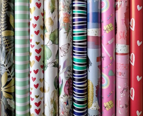 10 Rollen Geschenkpapier Geburtstag Feier Neutral 2m x0 7m