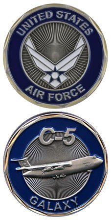 United States Military US Armed Forces Air Force C-5 Galaxy Airplane - Good Luck Double Sided Collectible Challenge Pewter Coin