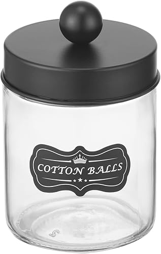 Miniatura 4 de INIUNIK Soporte para Qtip de cristal paquete de 2 tarros de boticario con tapas soporte redondo de algodón para hisopos de algodón tarros de baño