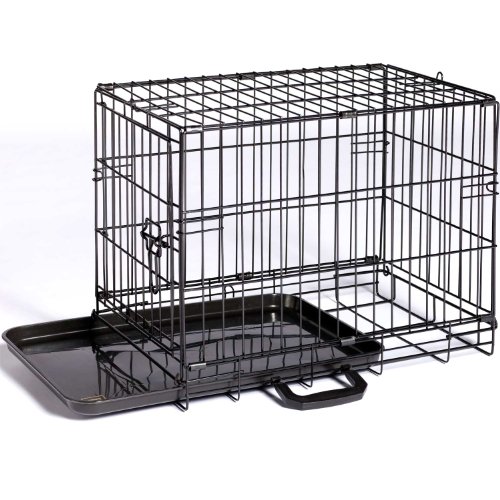 Image of Prevue Pet Products Home On-The-Go Single Door Dog Crate - Extra Extra Small Collapsible Dog Cage for Travel, Indoor, and Outdoor Use, Foldable Kennel Design, Deep Plastic Pan - XXS, Black