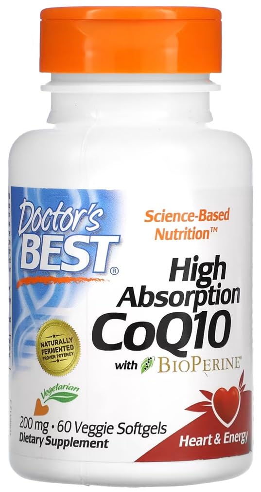 Doctor's Best - CoQ10 de Alta Absorción con BioPerine | 200 mg, 60 cápsulas blandas vegetales