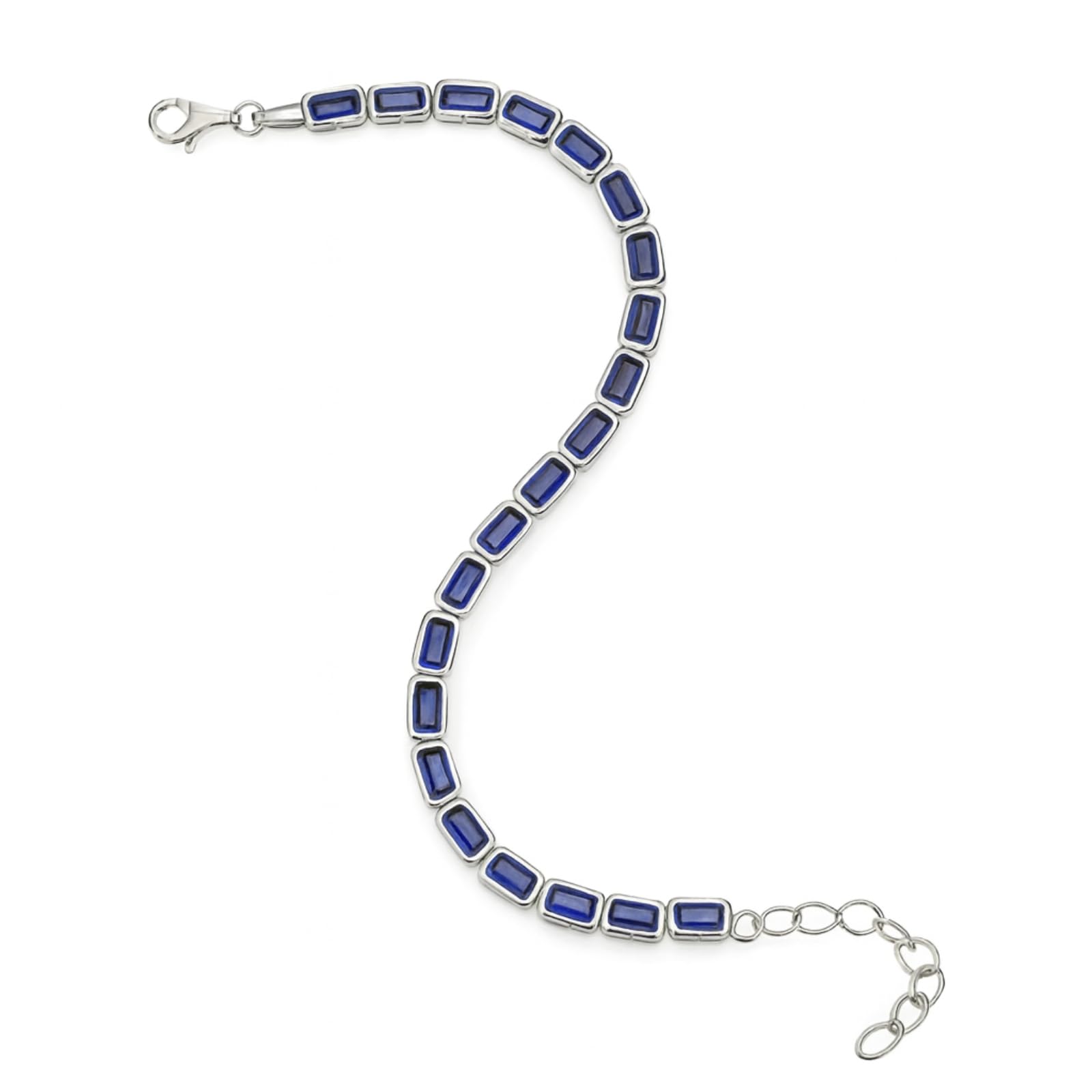 925 Hallmark Silver Blue Baguette Stone Waterway Bracelet |Authentic and Certified | Beautiful Gift for loved ones-image-44