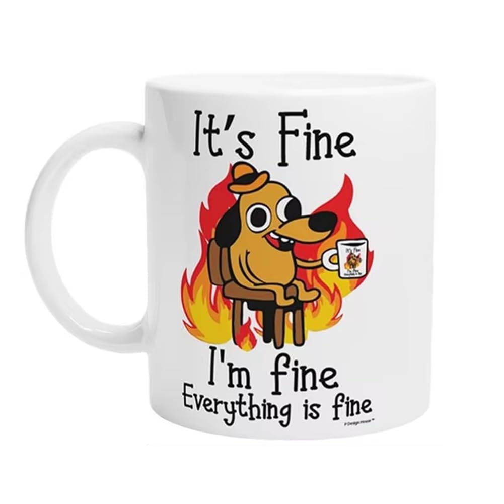 CTRLZS Coffee Beer Mug Cup Coffee Mugs Funny Mug Reusable Design Funny Coffee with the Words It'S Everything is Fine for Coffee