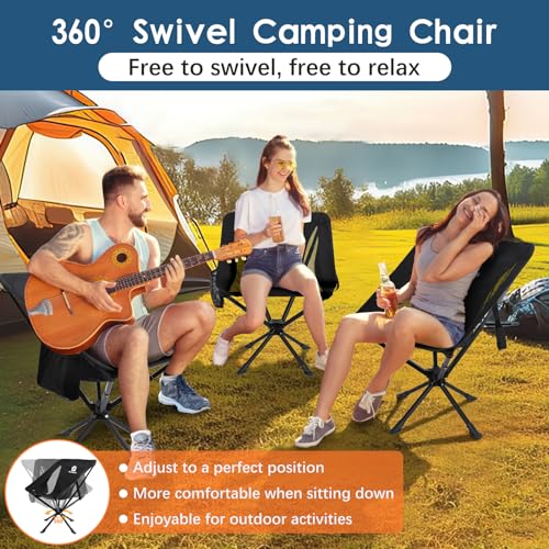 Image of Raynesys Portable Camping Chair 2 Pack, 8 Seconds Quick Setup Folding Camping Chair, Flexible 360 Rotation, 3.8Lb Lightweight Travel Chairs for Easy Carry to Hiking, Sporting, Travel, Beach