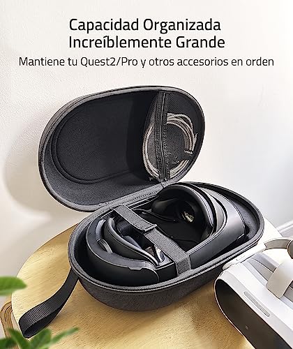 Miniatura 4 de Syntech Funda De Gran Transporte Rígida Estuche Protectora Compatible Con Meta Quest 3s Oculus Quest 3 2 Pro Pico4 Accesorios Auriculares Vr Con Correa Elite, Mandos Táctiles Y Accesorios Negro