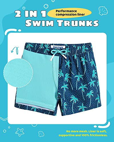 Image of maamgic Boys Swim Trunks with Compression Liner Toddler Stretch Swim Shorts