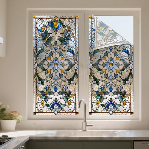 Película para ventana con diseño floral 17.7x39.3 pulgadas miniatura 2
