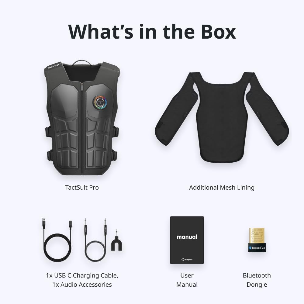 TactSuit Pro - Immersive Haptic Vest for VR, PC Gaming, Audio-to-Haptics, Sim Racing - 32 Feedback Motors and Mesh Lining - Image 3