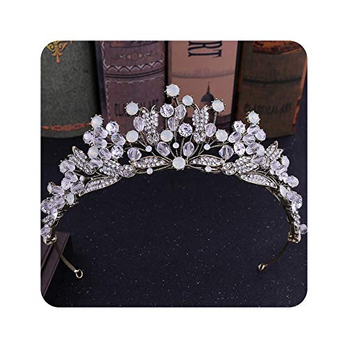 Preisvergleich Produktbild Handgemachte rosa Kristallperlen Braut Tiaras Kronen Festzug Abschlussball Strass Schleier Tiara Stirnbänder Hochzeit Haarschmuck Bronze Weiß