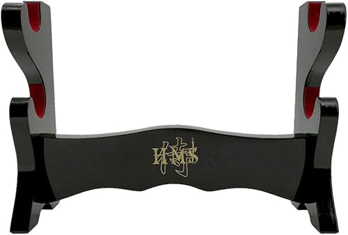 Miniatura 2 de Pie de mesa de madera negra laqueada Handmade Sword, para espadas katana o wakizashi, de lujo, cuadro titular de la visualización