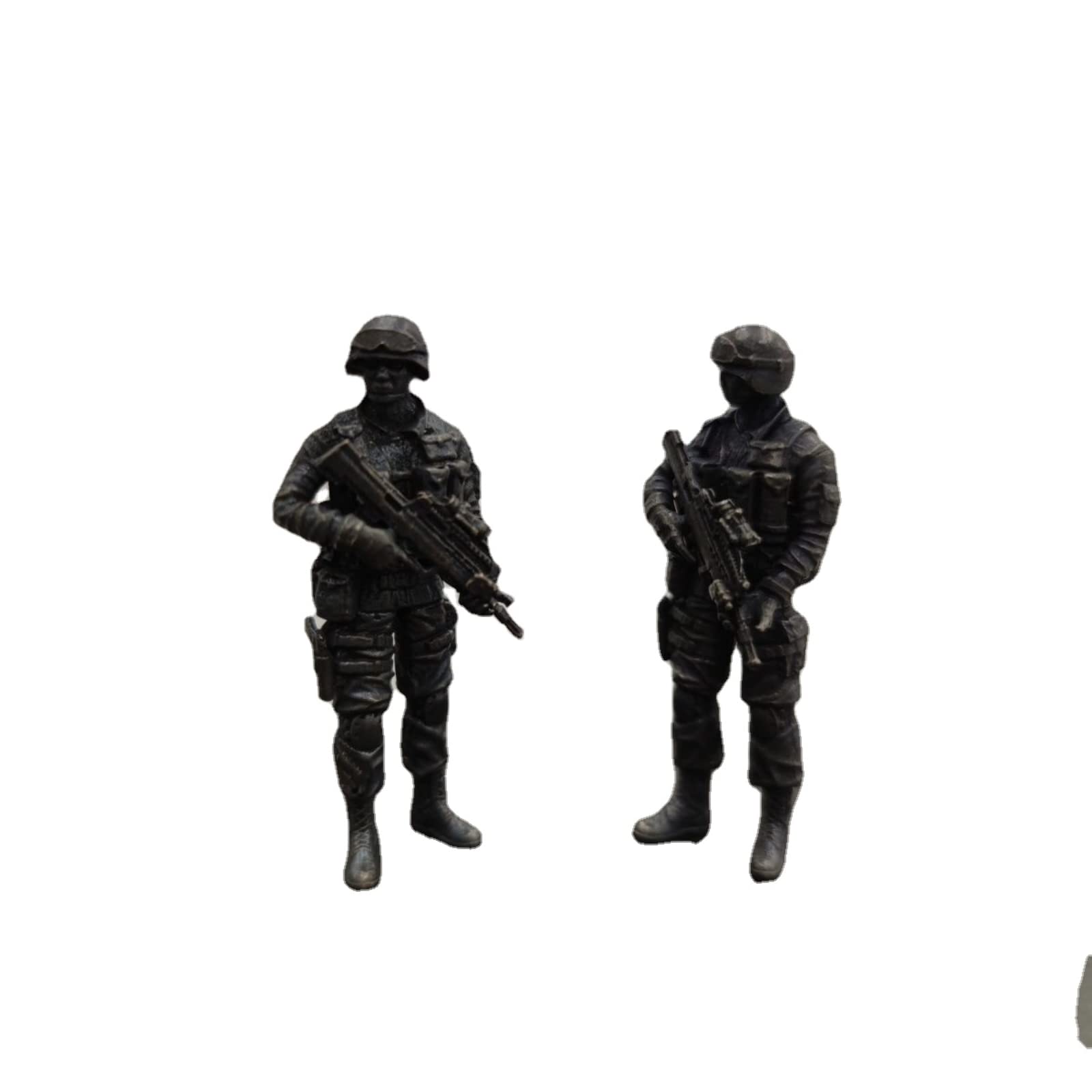 Black 2Pcs Brass Modern Soldier Military Uniform Sculpture,American Special Forces Ornaments Miniatures Statue Desktop Ornaments