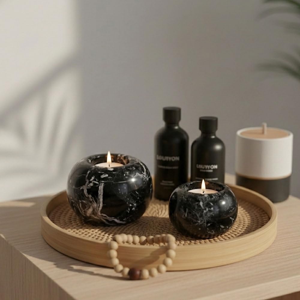 Świecznik tealight - zestaw 3 szt. (czarny)