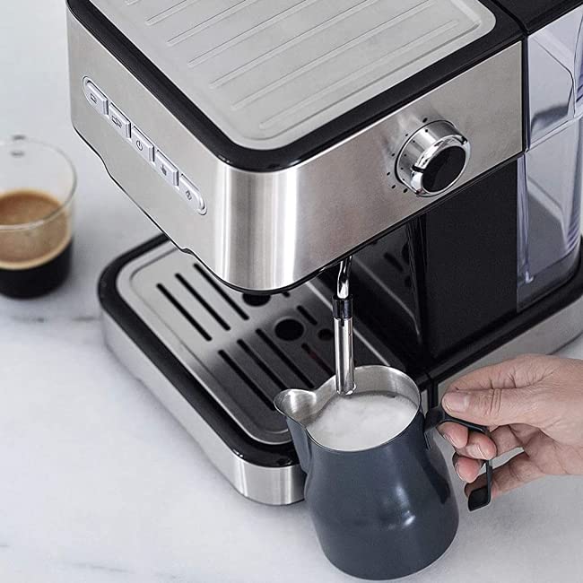 Suinga - Cafetera Expresso con 2 salidas de café y función de calentar/espumar la leche, apta para café molido y cápsulas
