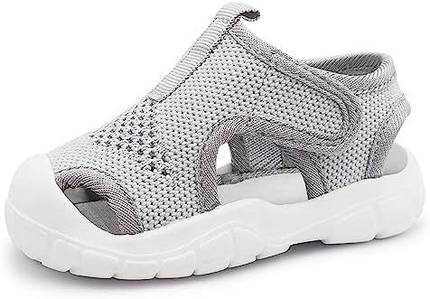 iSusuJo Baby Sandals Boy Girl Summer Walking Shoes Closed Toe Sneakers for Infant 6 9 12 18 24 Months Grey Size 6-12 Months Infant