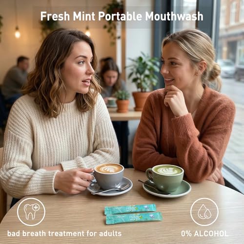 Mouthwash Travel Size Portable Packets to Go, Alcohol & Fluoride Free Fresh Mint MouthwashStrips for Superior Oral Hygiene,30 Individual Disposable Mouthwash Packs(Pack of 30) - Image 6