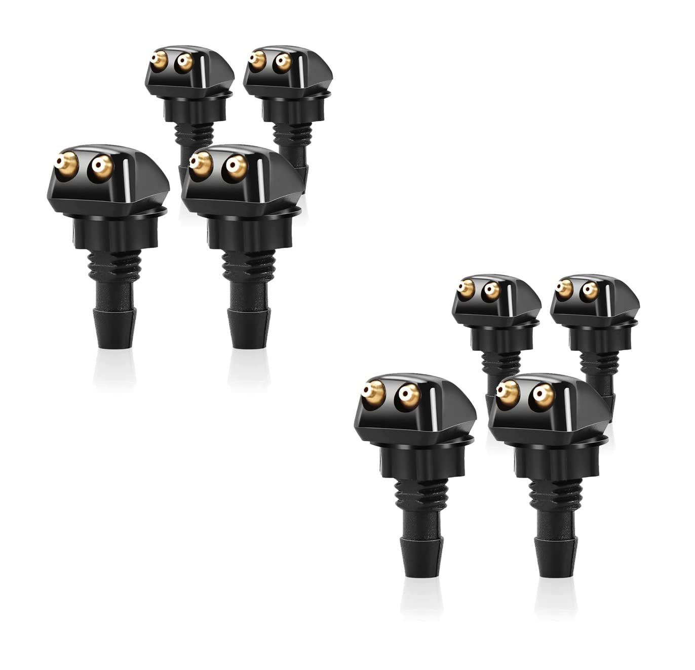 Windshield Washer Nozzle, 8 PCS 8mm 9mm Front Windshield Washer Nozzle Sprayer, Washer Spurter Straight Pillar Truck Automotive Hood 4 Holes, Compatible for Ford Honda Chrysler Subaru BMW Buick