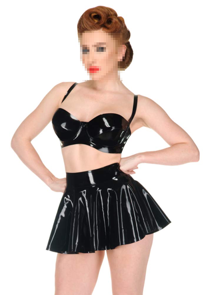 Jupes courtes plissées en latex et caoutchouc lambada noir 0,4 mm