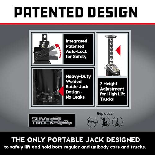 Image of POWERBUILT 3 Ton All-in-One Hydraulic Bottle Jack and Jackstand in One, Compact, Wide Base, 11-21 Inch Range, Eliminates Jackstands, for Trucks, SUVs, RVs, Trailers, ASME, Not for Sedans - 640912